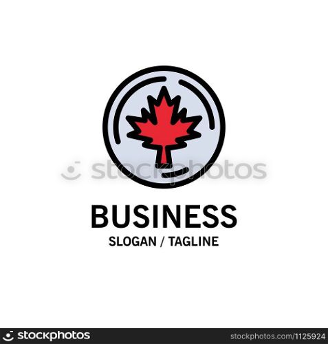 Autumn, Canada, Leaf, Maple Business Logo Template. Flat Color