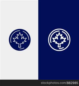 Autumn, Canada, Leaf, Maple Line and Glyph Solid icon Blue banner Line and Glyph Solid icon Blue banner