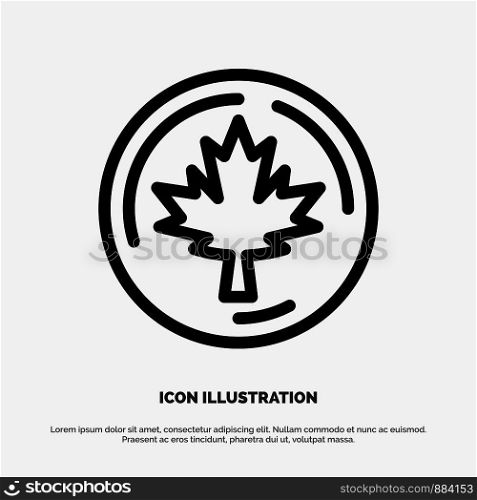 Autumn, Canada, Leaf, Maple Line Icon Vector