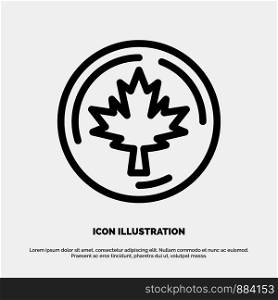 Autumn, Canada, Leaf, Maple Line Icon Vector