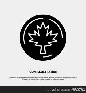 Autumn, Canada, Leaf, Maple solid Glyph Icon vector