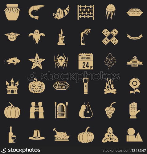 Autumn celebration icons set. Simple style of 36 autumn celebration vector icons for web for any design. Autumn celebration icons set, simple style