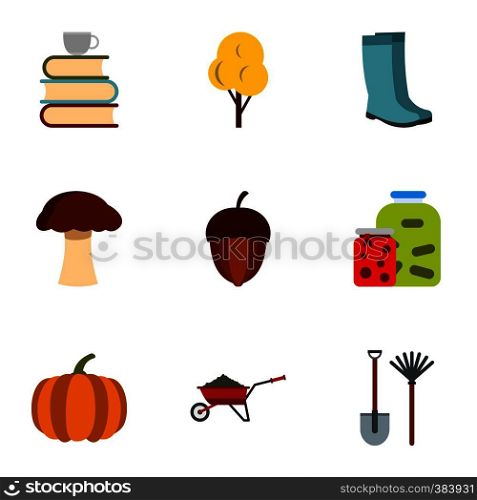 Autumn coming icons set. Flat illustration of 9 autumn coming vector icons for web. Autumn coming icons set, flat style