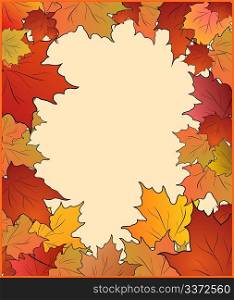Autumn cute card with maple. Vector