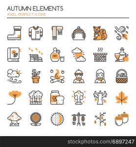 Autumn Elements , Thin Line and Pixel Perfect Icons