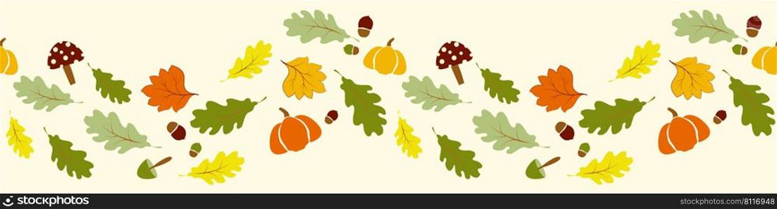 Autumn, fall leaves border seamless pattern concept design for seasonal, thanksgiving 