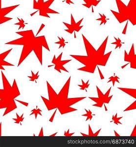 Autumn fall maple leaves seamless pattern background. Autumn fall maple leaves seamless pattern background. Red on white. For fabric or textile or gift wrapping.