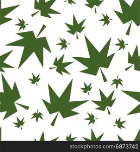 Autumn fall maple leaves seamless pattern background. Autumn fall maple leaves seamless pattern background. Green on white. For fabric or textile or gift wrapping.