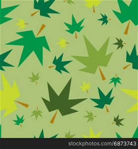 Autumn fall maple leaves seamless pattern background. Autumn fall maple leaves seamless pattern background. Green. For fabric or textile or gift wrapping.