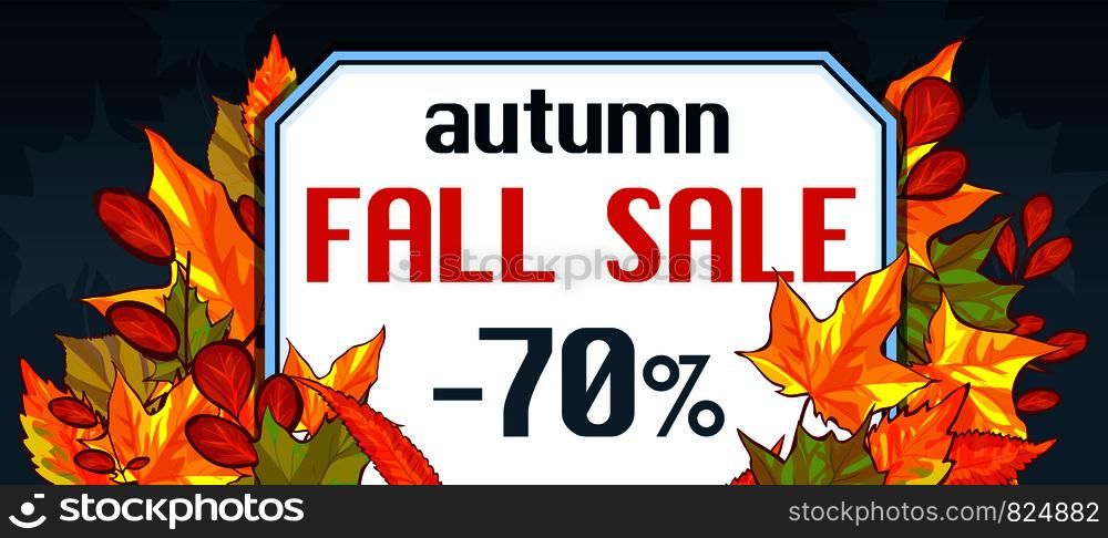 Autumn fall sale banner horizontal. Cartoon illustration of vector autumn fall sale banner horizontal for web design. Autumn fall sale banner horizontal, cartoon style