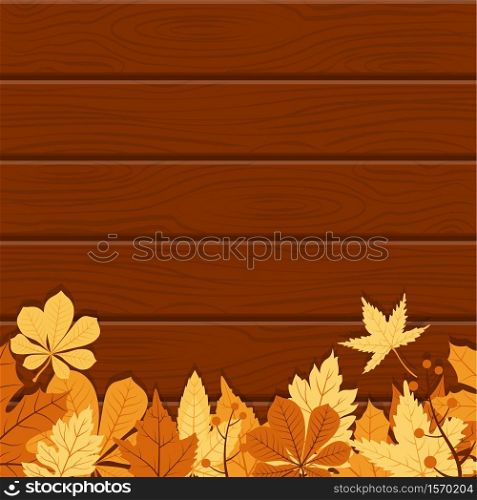 Autumn Fall Season Leaf Greeting Invitation Card Wood Background Bouquet