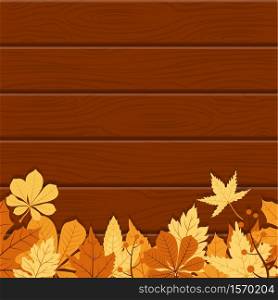 Autumn Fall Season Leaf Greeting Invitation Card Wood Background Bouquet