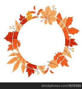 Autumn Fall Season Leaf Greeting Invitation Circle Frame Background Bouquet