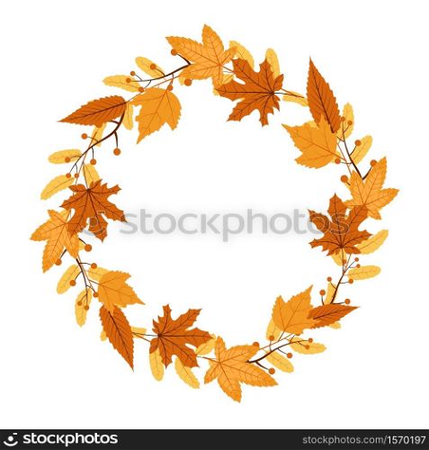 Autumn Fall Season Leaf Greeting Invitation Circle Frame Background Bouquet