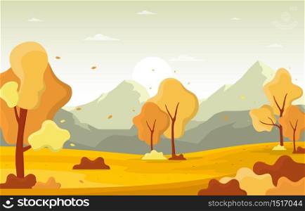 Autumn Fall Season Tree Golden Yellow Mountain Panoramic Landscape