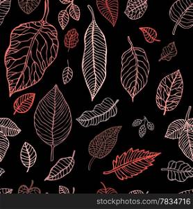 Autumn falling leaves background. Seamless vector pattern
