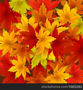Autumn falling leaves background template with red, orange, brown and yellow maple leaves. Autumn falling leaves background template with red, orange, brown and yellow maple leaves. Vector illustration poster, frame, web banner
