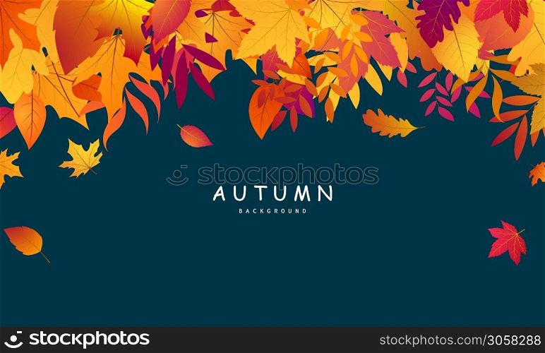 Autumn falling leaves background Vector template.