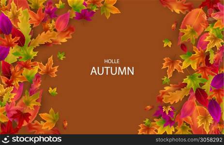 Autumn falling leaves background Vector template.