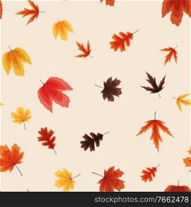 Autumn Falling Leaves Seamless Pattern Background. Vector Illustration EPS10. Autumn Falling Leaves Seamless Pattern Background. Vector Illustration