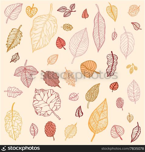 Autumn falling leaves set. Background. Vector Illustration.