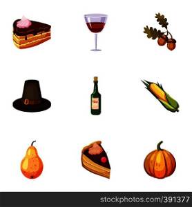 Autumn festival icons set. Cartoon illustration of 9 autumn festival vector icons for web. Autumn festival icons set, cartoon style