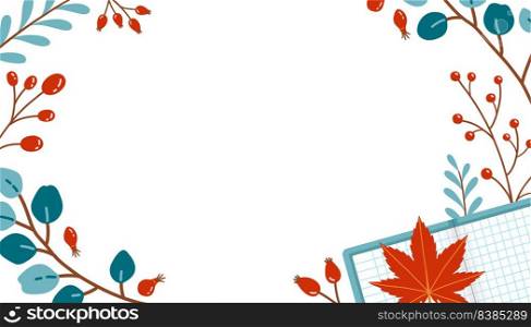Autumn flat design vector background fall leaves illustration