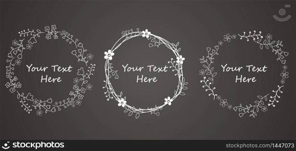 Autumn Floral Frame Collections of black background.vector