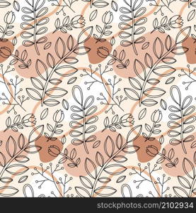 Autumn floral line art vector seamless pattern design. Awesome for spring summer vintage fabric, textile, wallpaper, scrap booking, gift wrap, invitation, and clothing.