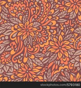 Autumn flowers. Seamless decorative pattern. Vector illustration.