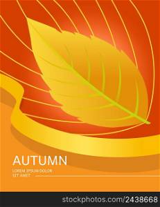 Autumn flyer design with leaf shape and yellow and orange background. Sample can be used for signs, retail brochures, sale banners