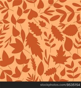Autumn foliage seamless pattern vector illustration. Fall leaves of different trees background. Abstract botanical print for textile, paper, packaging, design. Autumn foliage seamless pattern vector illustration