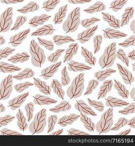 Autumn forest leaves seamless pattern on white background. Botanical design for fabric, textile print, wrapping paper, textile, restaurant menu. Vector illustration. Autumn forest leaves seamless pattern on white background.