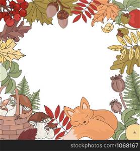 AUTUMN FOX Forest Animal Season Nature Vector Illustration Set