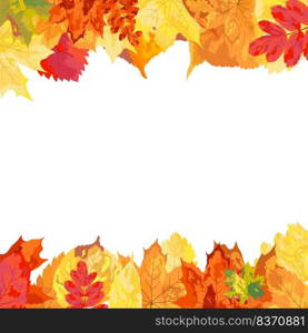 Autumn  Frame With Blowing Leaves  Over White Background. Elegant Design. Vector Illustration.