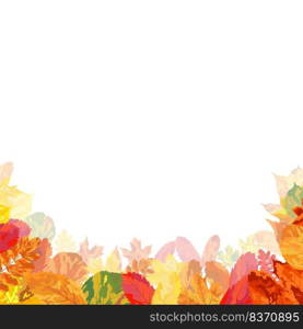 Autumn  Frame With Blowing Leaves  Over White Background. Elegant Design. Vector Illustration.