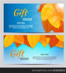 Autumn Gift Voucher Template Vector Illustration for Your Business EPS10. Autumn Gift Voucher Template Vector Illustration for Your Business