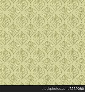 Autumn green seamless stylized leaf pattern. Seamless decorative template texture with leaves