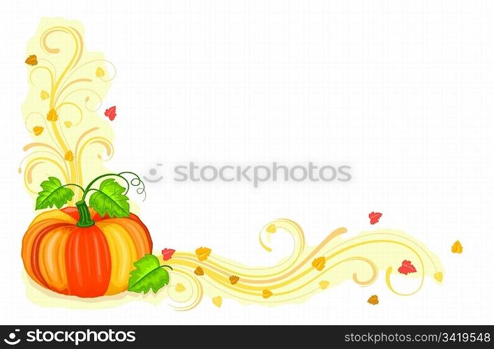Autumn greeting card with pumpkin