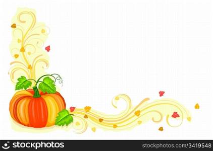 Autumn greeting card with pumpkin