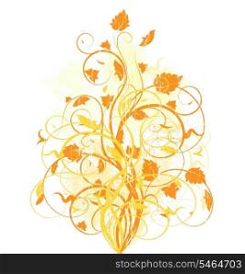Autumn grunge background with floral design
