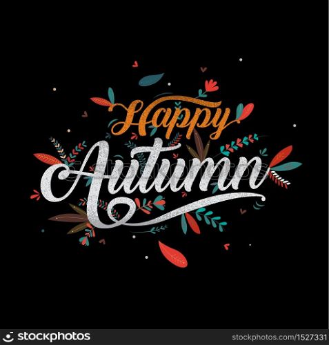 Autumn, Happy Thanksgiving typography , icon or badge. Vector calligraphy.