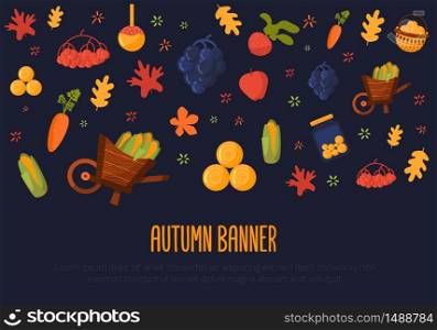Autumn Harvest banner design with pumpkin, carrot, beetroot, corn. Vector illustration. Autumn Harvest banner design with pumpkin, carrot, beetroot, corn. Vector illustration.