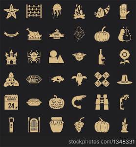 Autumn holiday icons set. Simple style of 36 autumn holiday vector icons for web for any design. Autumn holiday icons set, simple style