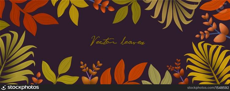 Autumn horizontal background with leaves. For shopping sale or promo poster and frame leaflet or web banner. Vector illustration template.. Autumn background with leaves. For shopping sale or promo poster and frame leaflet or web banner. Vector illustration template