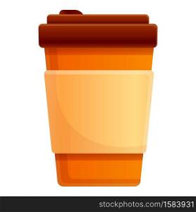 Autumn hot coffee cup icon. Cartoon of autumn hot coffee cup vector icon for web design isolated on white background. Autumn hot coffee cup icon, cartoon style