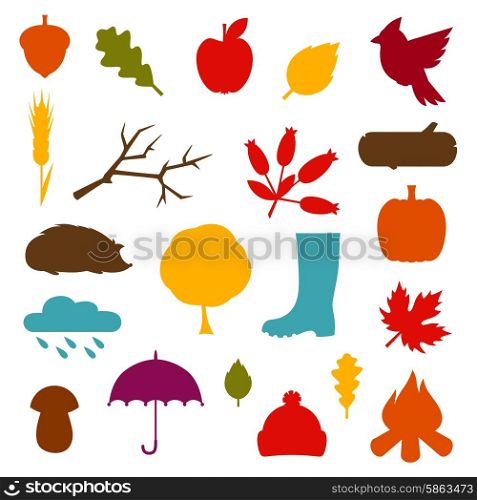Autumn icon and objects set for design. Autumn icon and objects set for design.