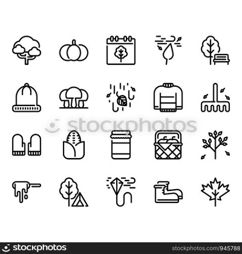 Autumn icon set.Vector illustration