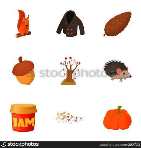 Autumn icons set. Cartoon illustration of 9 autumn vector icons for web. Autumn icons set, cartoon style