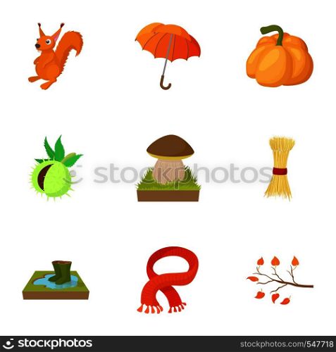 Autumn icons set. Cartoon illustration of 9 autumn vector icons for web. Autumn icons set, cartoon style